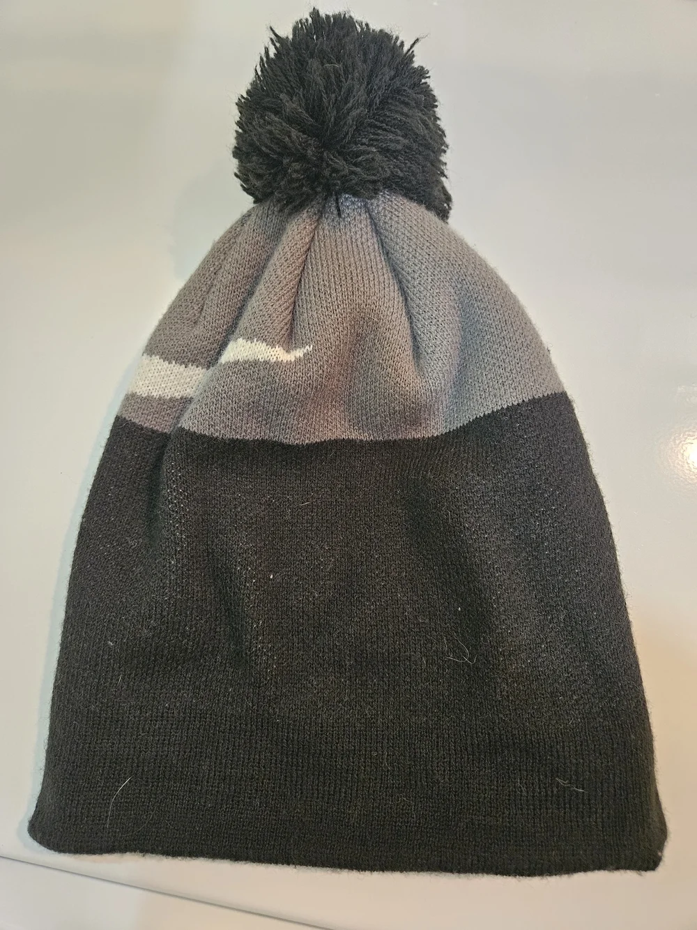 Nike Black & Gray Pom Beanie - Men's Knit Hat
